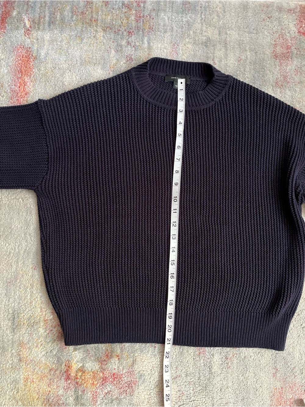 ANN TAYLOR women’s Navy Ribbed Crewneck Sweater - Picture 7 of 10